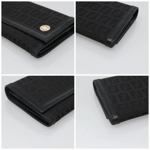 FENDI Zucchino Canvas Long Wallet Black Auth bs25132 - Picture 16 of 16